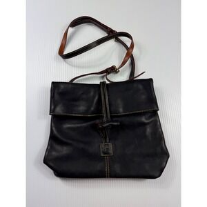 Dooney Bourke Leather Crossbody‎ Bag Flap Top Black Designer Purse